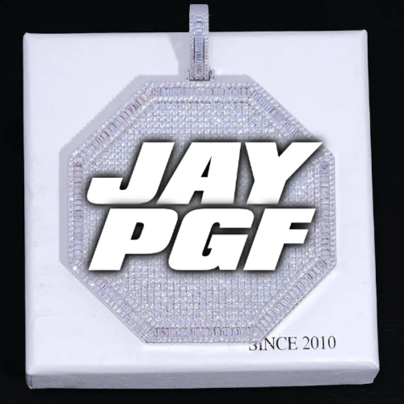 CUSTOM LETTER NECKLACE 3D BIG OCTAGON sold by The GUU Shop