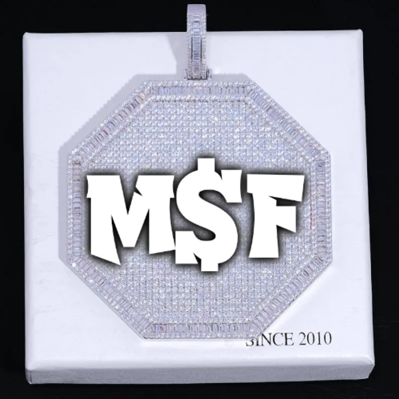 CUSTOM LETTER NECKLACE 3D BIG OCTAGON sold by The GUU Shop