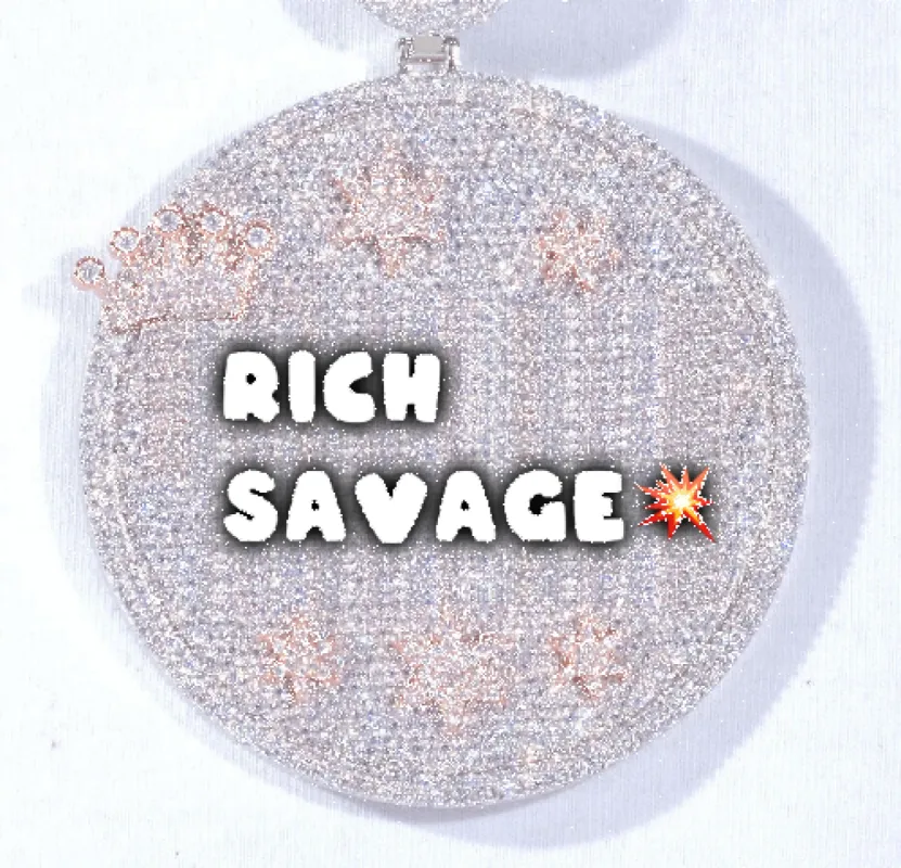 CUSTOM LETTER NECKLACE 3D BIG CROWN DISC sold by The GUU Shop