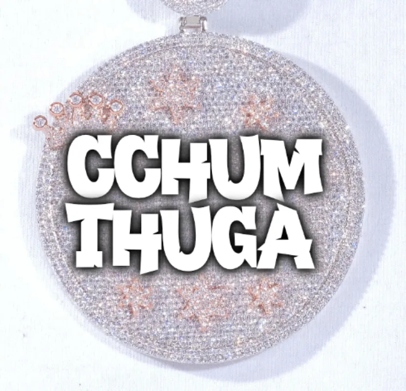 CUSTOM LETTER NECKLACE 3D BIG CROWN DISC sold by The GUU Shop