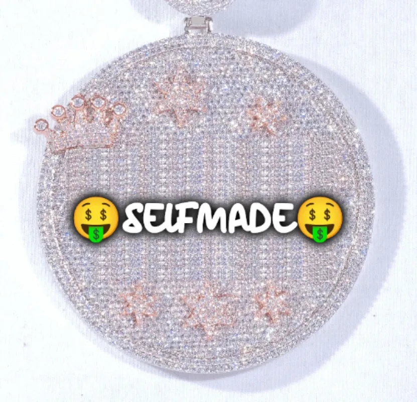 CUSTOM LETTER NECKLACE 3D BIG CROWN DISC sold by The GUU Shop