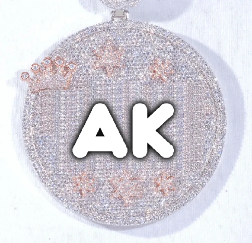 CUSTOM LETTER NECKLACE 3D BIG CROWN DISC sold by The GUU Shop