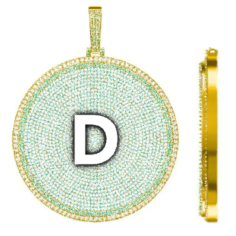 CUSTOM LETTER NECKLACE 3D BIG DISC sold by The GUU Shop