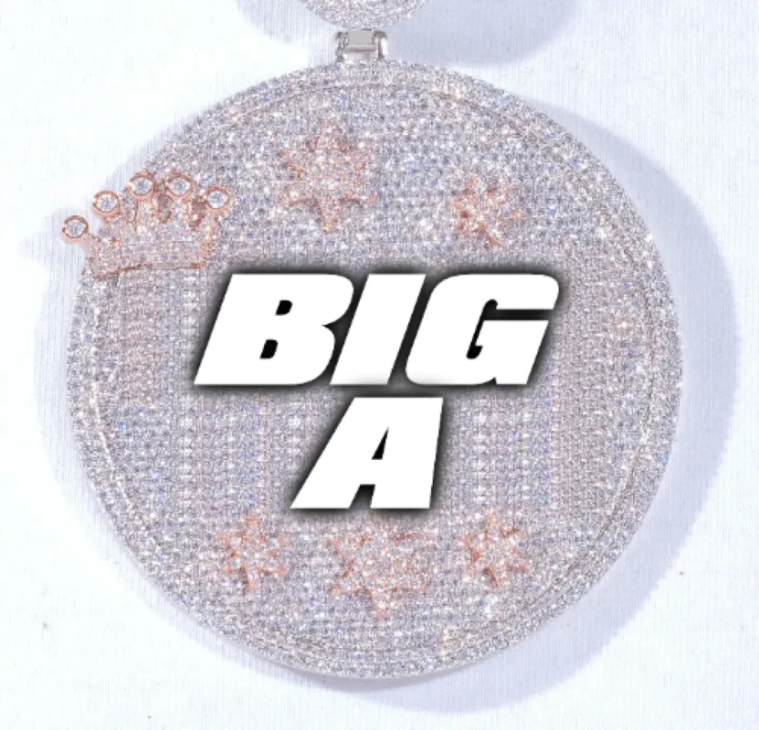 CUSTOM LETTER NECKLACE 3D BIG CROWN DISC sold by The GUU Shop