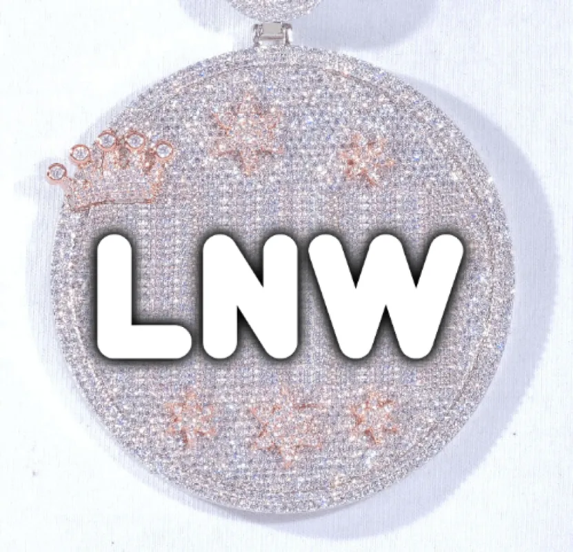 CUSTOM LETTER NECKLACE 3D BIG CROWN DISC sold by The GUU Shop