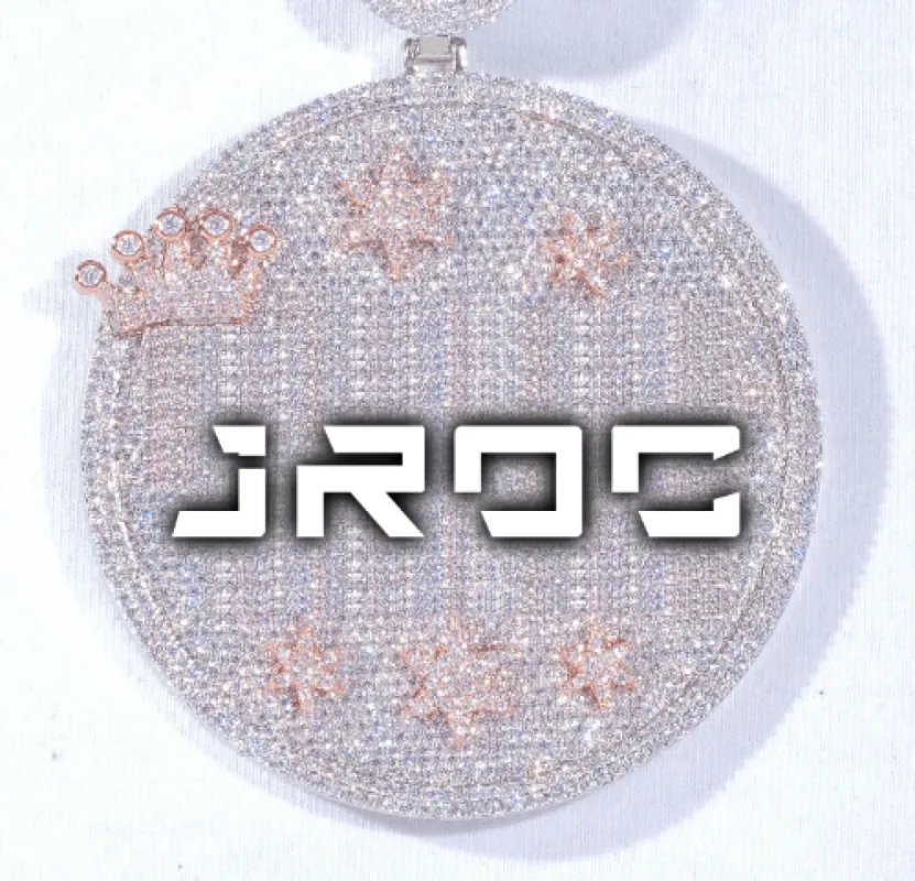 CUSTOM LETTER NECKLACE 3D BIG CROWN DISC sold by The GUU Shop