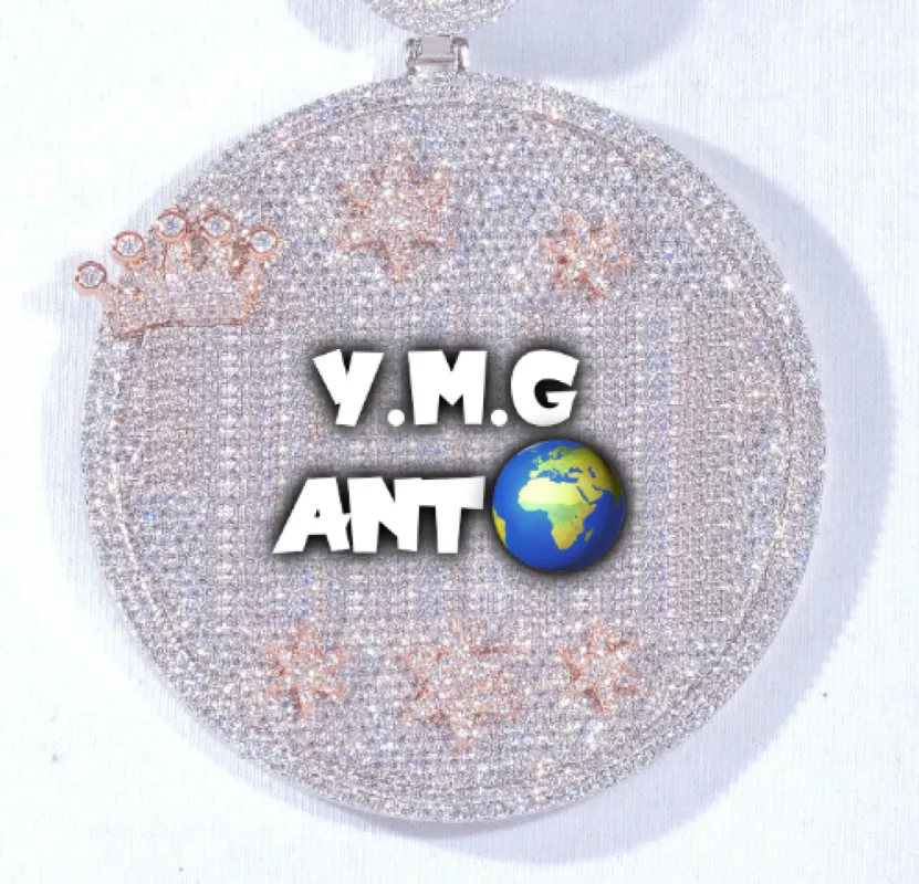 CUSTOM LETTER NECKLACE 3D BIG CROWN DISC sold by The GUU Shop