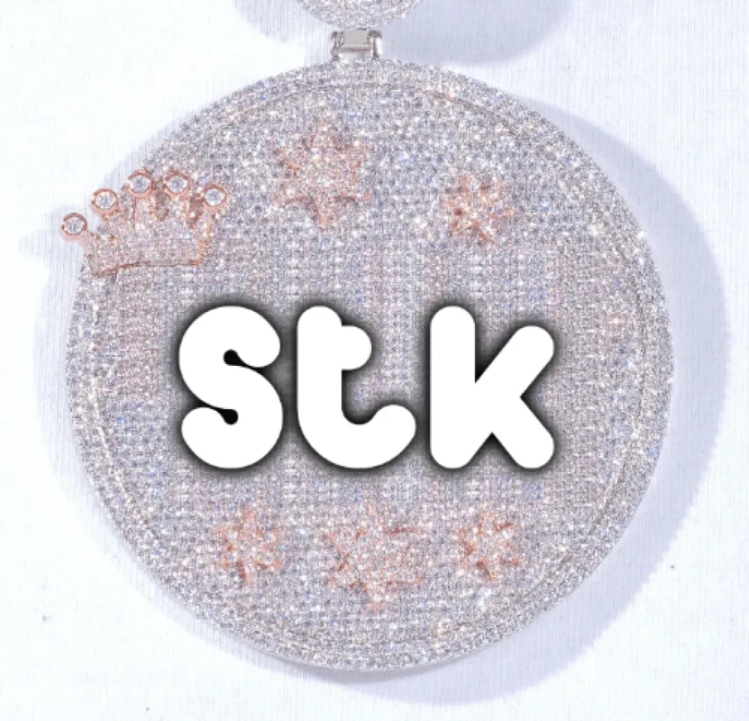 CUSTOM LETTER NECKLACE 3D BIG CROWN DISC sold by The GUU Shop