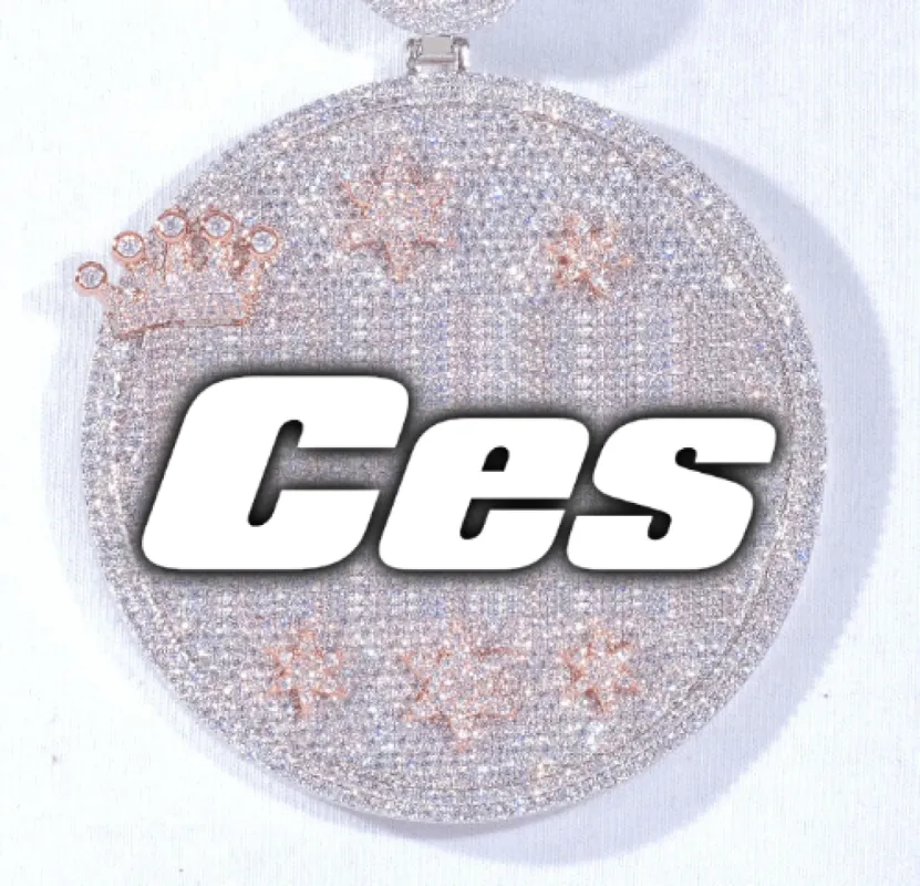 CUSTOM LETTER NECKLACE 3D BIG CROWN DISC sold by The GUU Shop