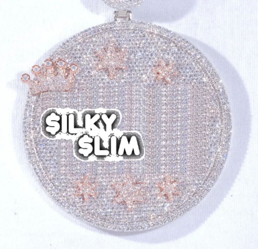 CUSTOM LETTER NECKLACE 3D BIG CROWN DISC sold by The GUU Shop