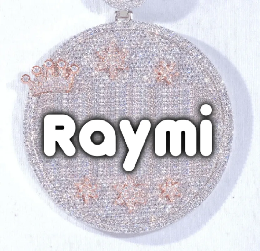 CUSTOM LETTER NECKLACE 3D BIG CROWN DISC sold by The GUU Shop