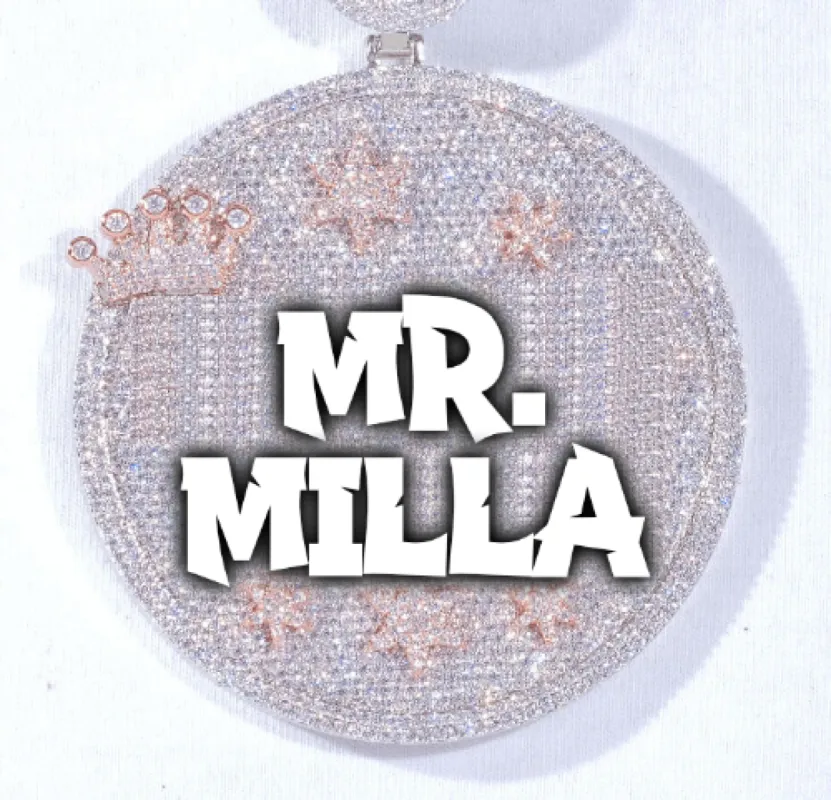 CUSTOM LETTER NECKLACE 3D BIG CROWN DISC sold by The GUU Shop