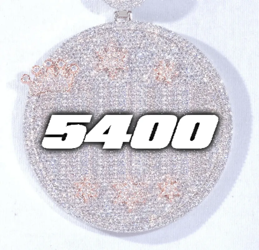 CUSTOM LETTER NECKLACE 3D BIG CROWN DISC sold by The GUU Shop