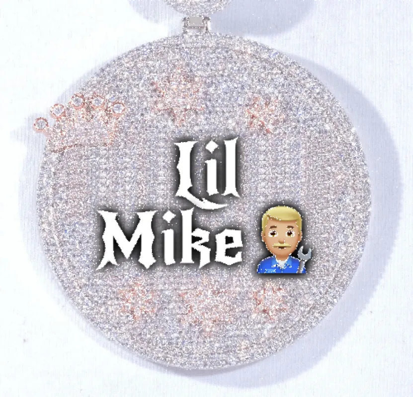 CUSTOM LETTER NECKLACE 3D BIG CROWN DISC sold by The GUU Shop