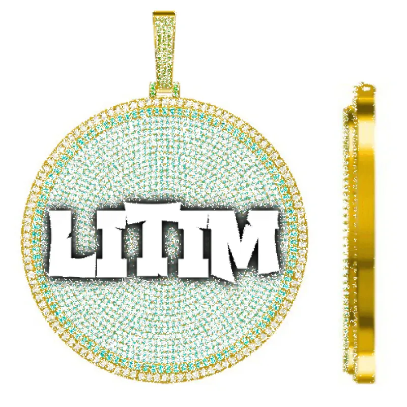 CUSTOM LETTER NECKLACE 3D BIG DISC sold by The GUU Shop