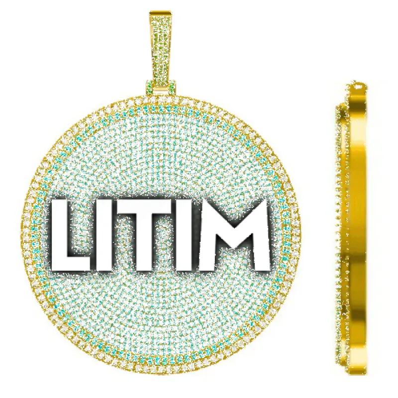 CUSTOM LETTER NECKLACE 3D BIG DISC sold by The GUU Shop