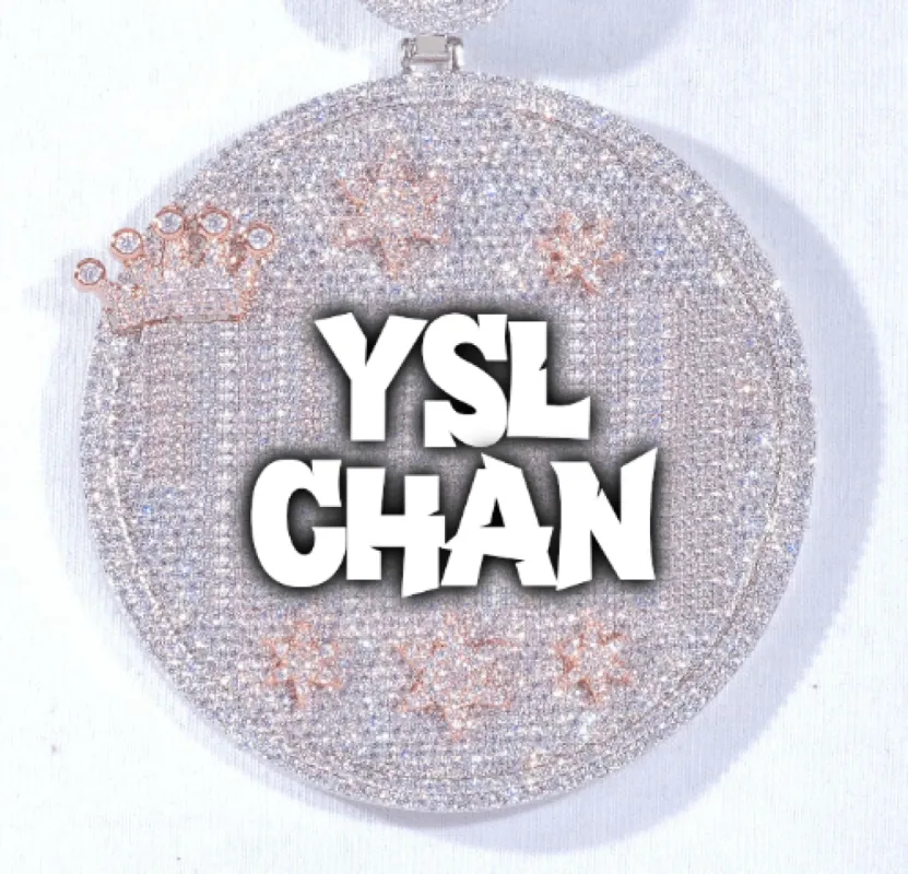 CUSTOM LETTER NECKLACE 3D BIG CROWN DISC sold by The GUU Shop