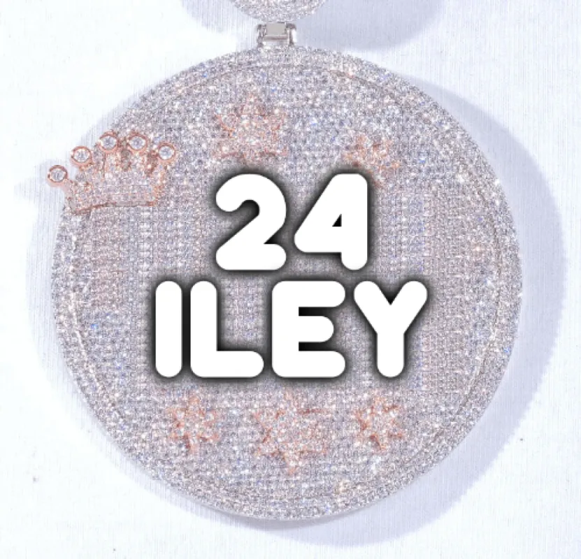 CUSTOM LETTER NECKLACE 3D BIG CROWN DISC sold by The GUU Shop