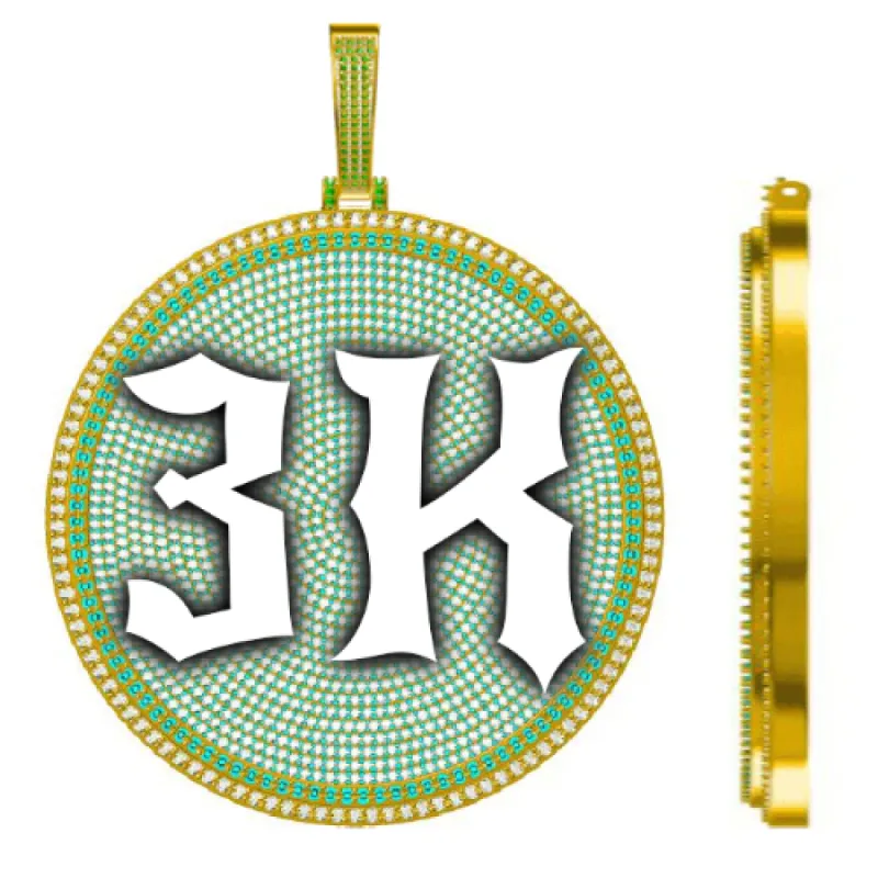 CUSTOM LETTER NECKLACE 3D BIG DISC sold by The GUU Shop