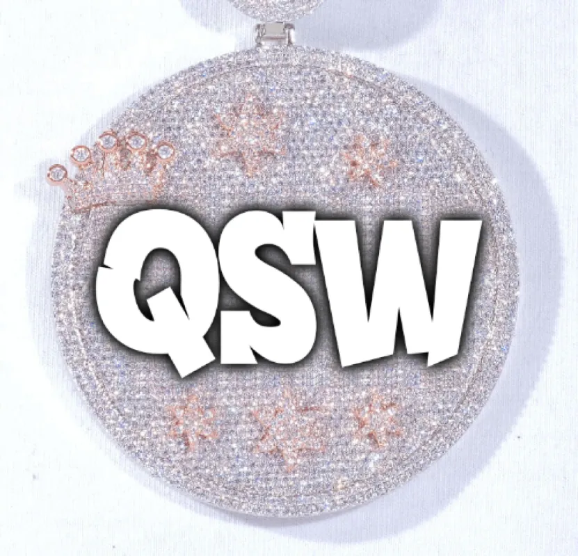 CUSTOM LETTER NECKLACE 3D BIG CROWN DISC sold by The GUU Shop