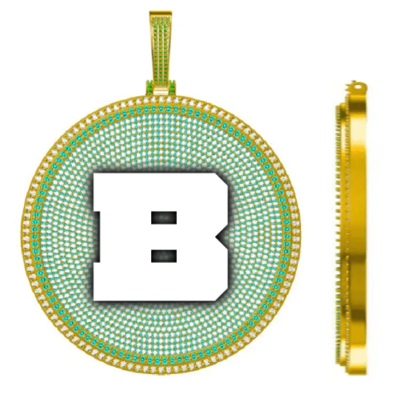 CUSTOM LETTER NECKLACE 3D BIG DISC sold by The GUU Shop