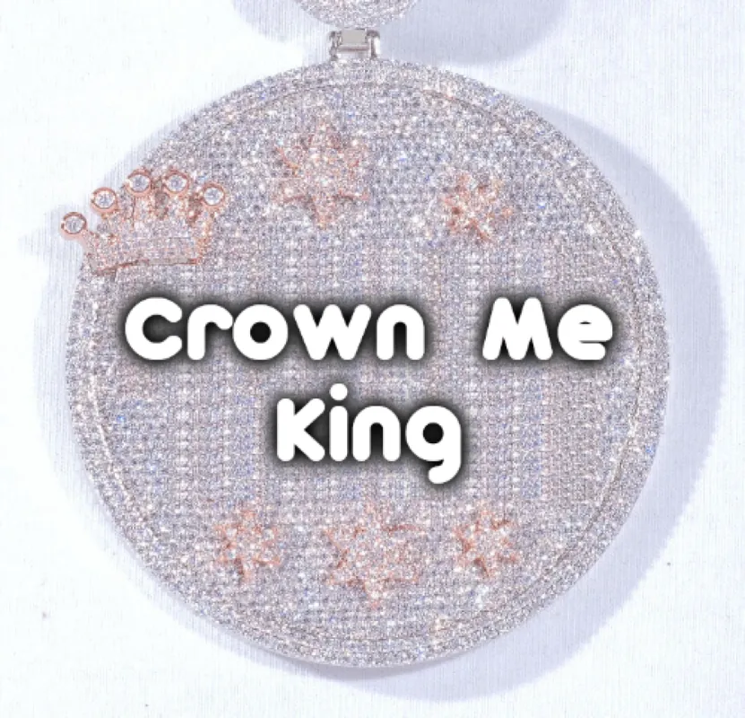 CUSTOM LETTER NECKLACE 3D BIG CROWN DISC sold by The GUU Shop
