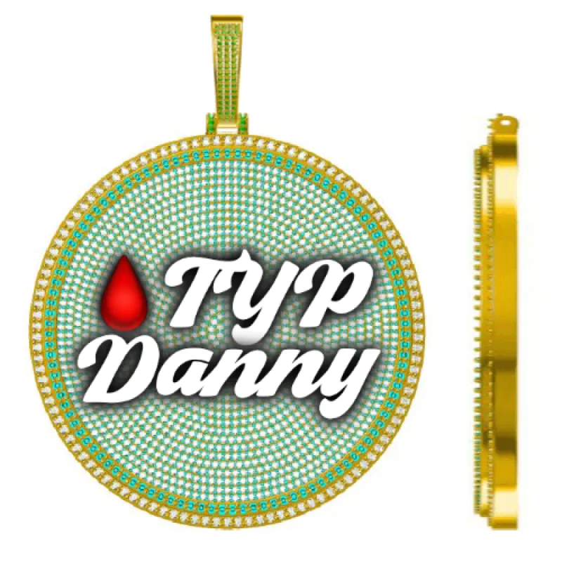 CUSTOM LETTER NECKLACE 3D BIG DISC sold by The GUU Shop