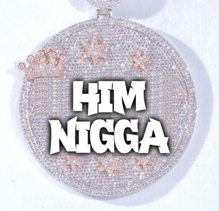 CUSTOM LETTER NECKLACE 3D BIG CROWN DISC sold by The GUU Shop