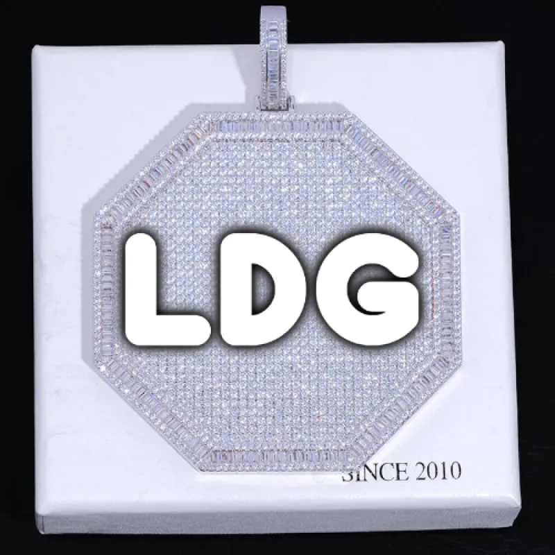 CUSTOM LETTER NECKLACE 3D BIG OCTAGON sold by The GUU Shop