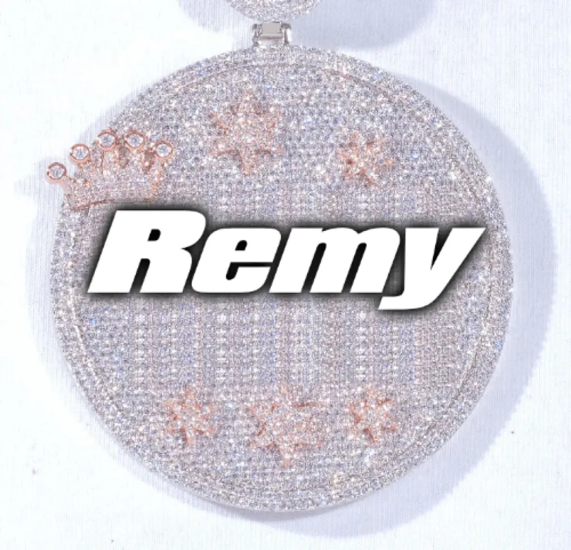 CUSTOM LETTER NECKLACE 3D BIG CROWN DISC sold by The GUU Shop