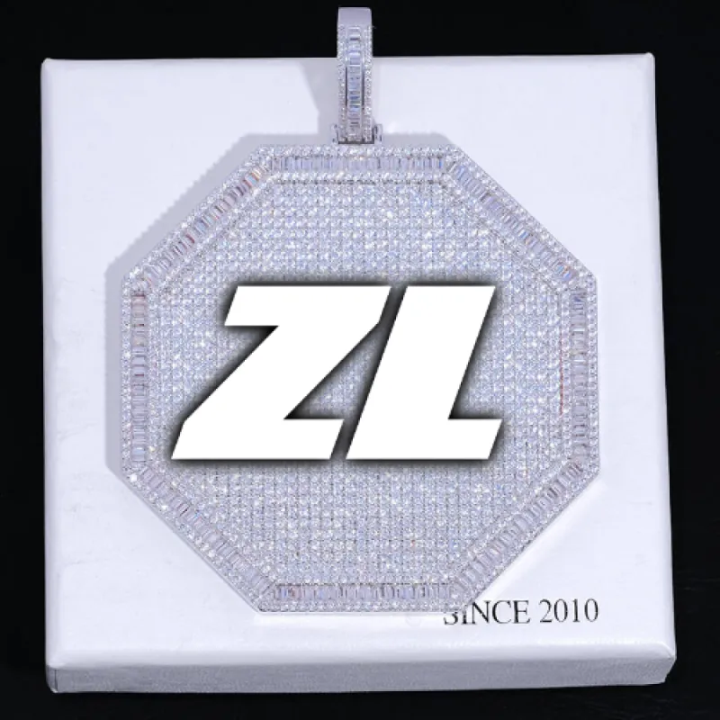 CUSTOM LETTER NECKLACE 3D BIG OCTAGON sold by The GUU Shop