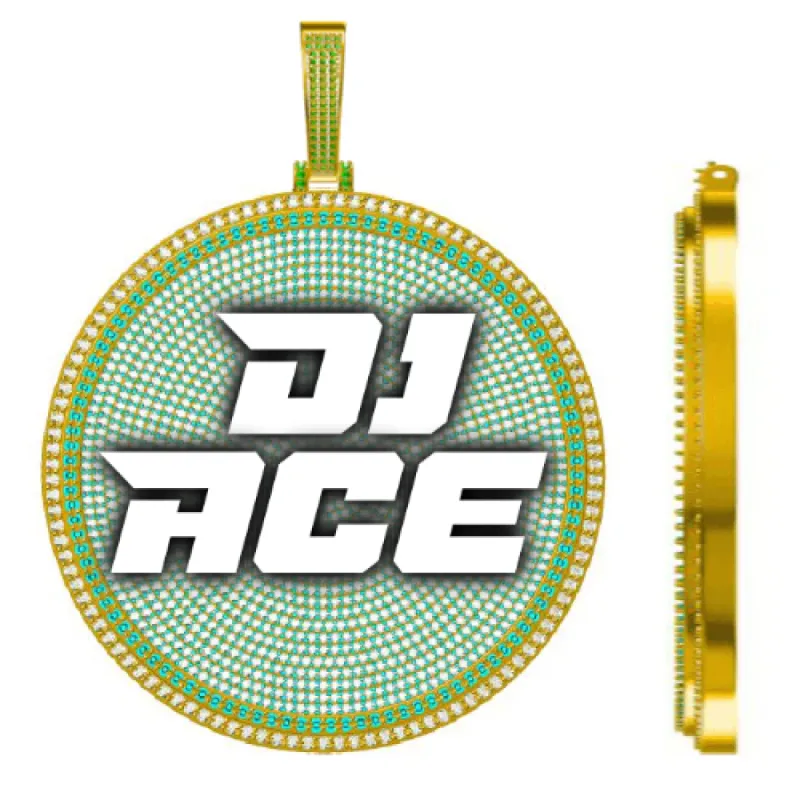 CUSTOM LETTER NECKLACE 3D BIG DISC sold by The GUU Shop