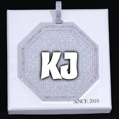 CUSTOM LETTER NECKLACE 3D BIG OCTAGON sold by The GUU Shop