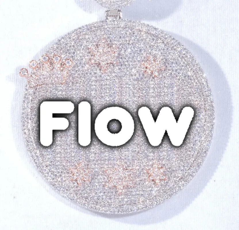 CUSTOM LETTER NECKLACE 3D BIG CROWN DISC sold by The GUU Shop