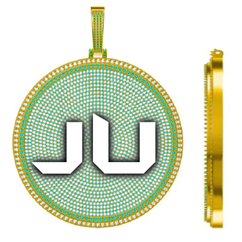 CUSTOM LETTER NECKLACE 3D BIG DISC sold by The GUU Shop