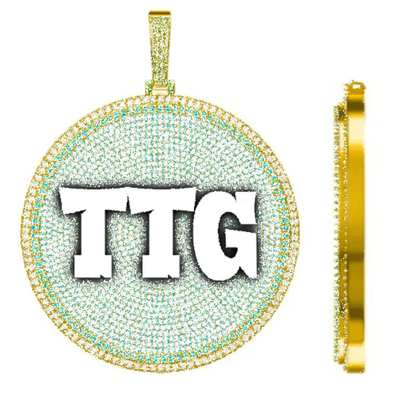 CUSTOM LETTER NECKLACE 3D BIG DISC sold by The GUU Shop