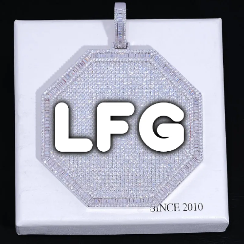 CUSTOM LETTER NECKLACE 3D BIG OCTAGON sold by The GUU Shop