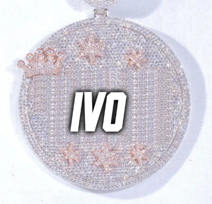 CUSTOM LETTER NECKLACE 3D BIG CROWN DISC sold by The GUU Shop