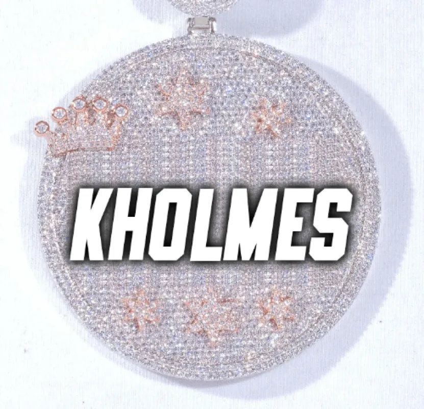 CUSTOM LETTER NECKLACE 3D BIG CROWN DISC sold by The GUU Shop