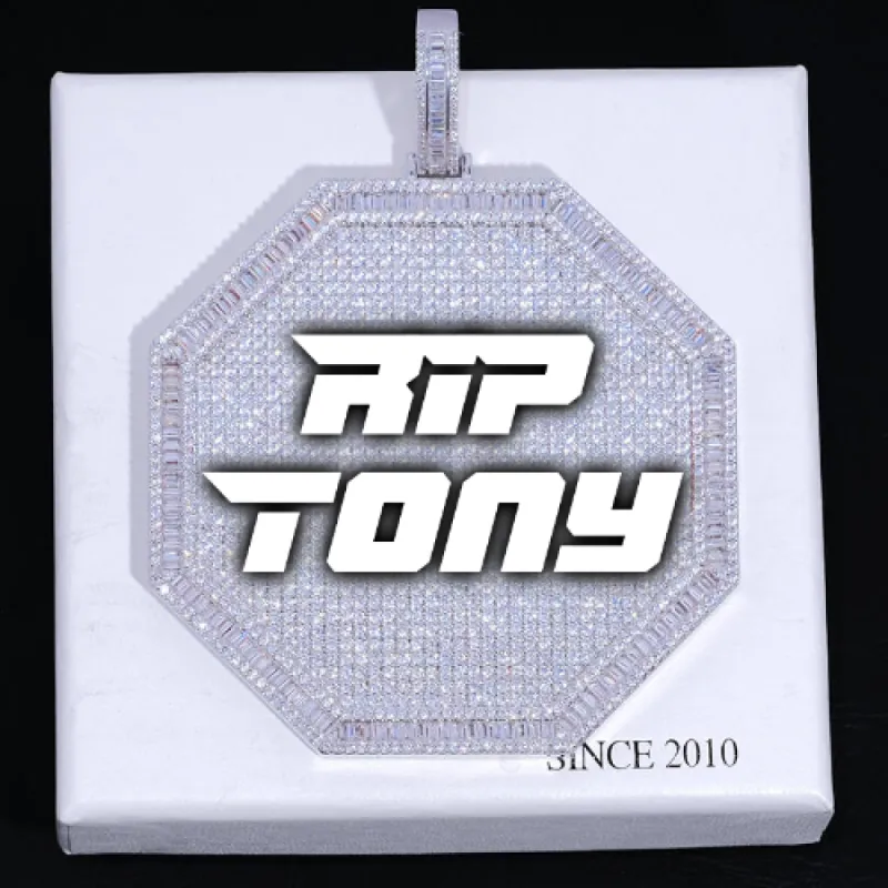 CUSTOM LETTER NECKLACE 3D BIG OCTAGON sold by The GUU Shop