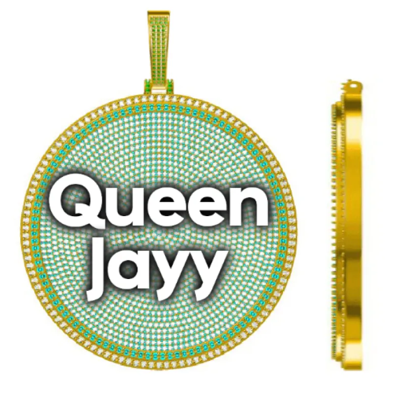 CUSTOM LETTER NECKLACE 3D BIG DISC sold by The GUU Shop