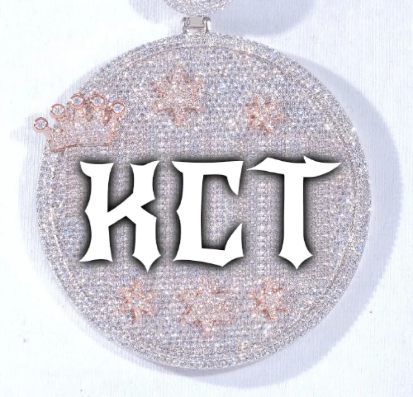 CUSTOM LETTER NECKLACE 3D BIG CROWN DISC sold by The GUU Shop