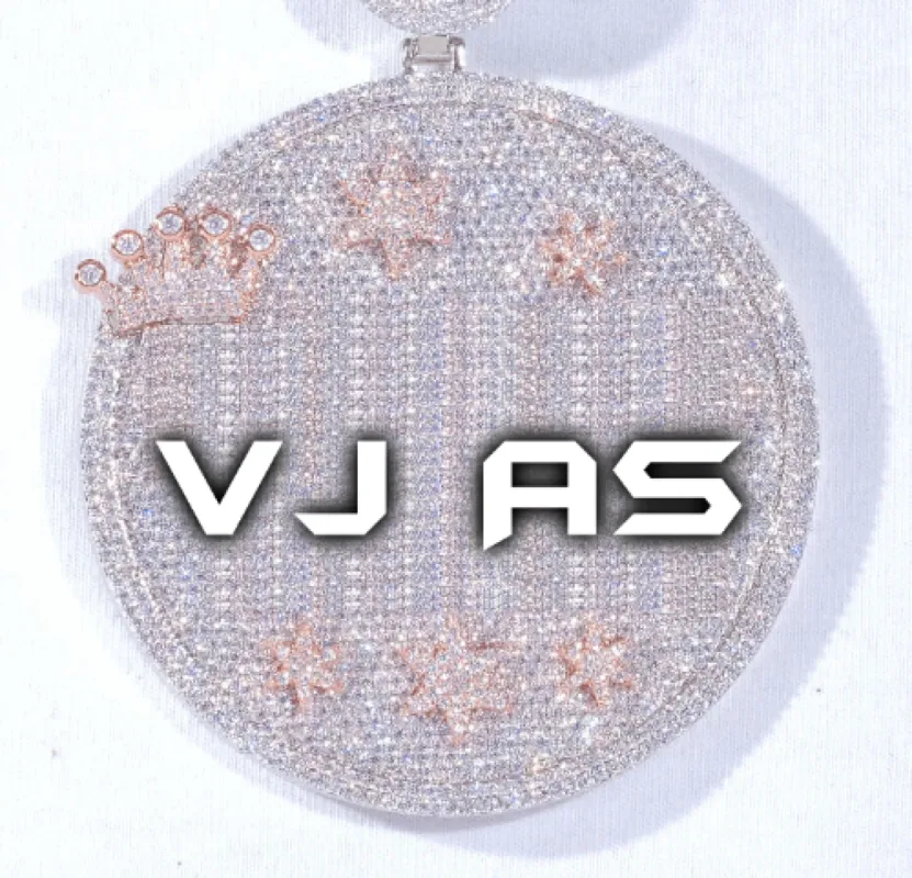 CUSTOM LETTER NECKLACE 3D BIG CROWN DISC sold by The GUU Shop