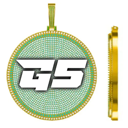 CUSTOM LETTER NECKLACE 3D BIG DISC sold by The GUU Shop