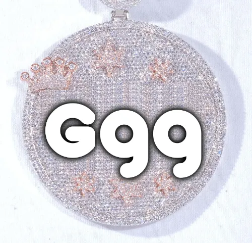 CUSTOM LETTER NECKLACE 3D BIG CROWN DISC sold by The GUU Shop