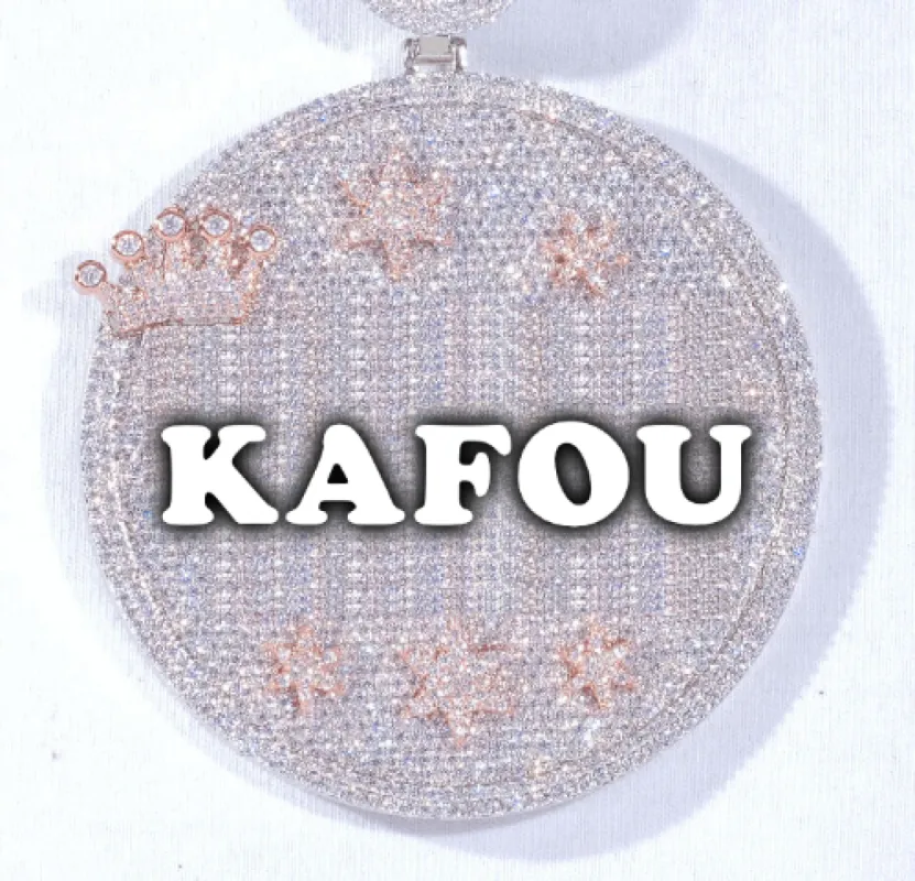 CUSTOM LETTER NECKLACE 3D BIG CROWN DISC made by The GUU Shop