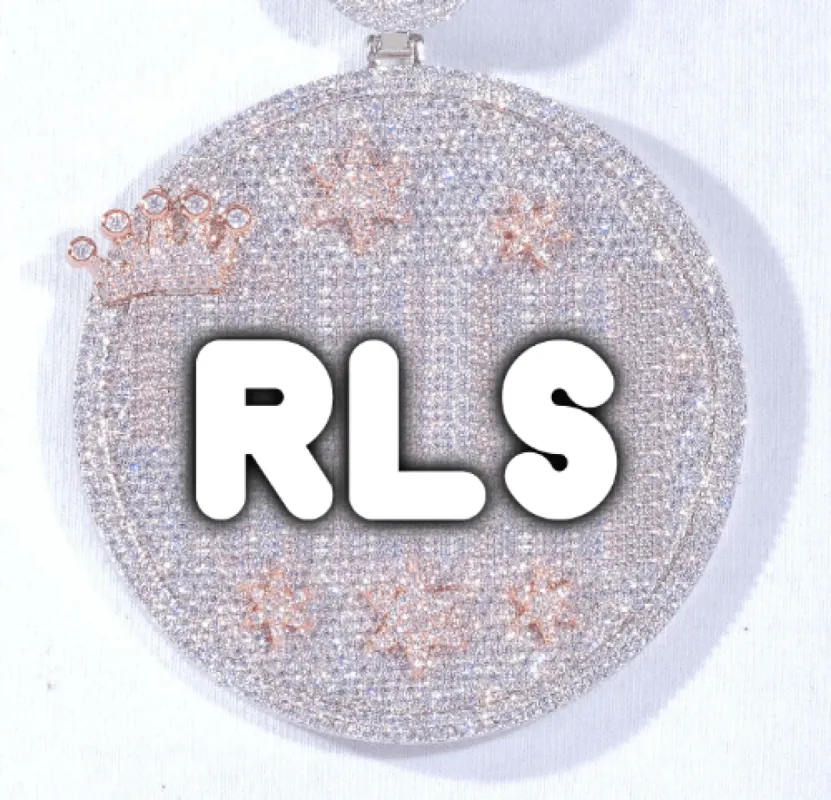 CUSTOM LETTER NECKLACE 3D BIG CROWN DISC sold by The GUU Shop