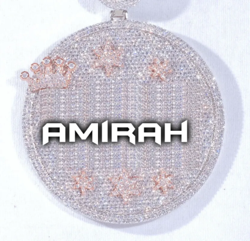 CUSTOM LETTER NECKLACE 3D BIG CROWN DISC sold by The GUU Shop