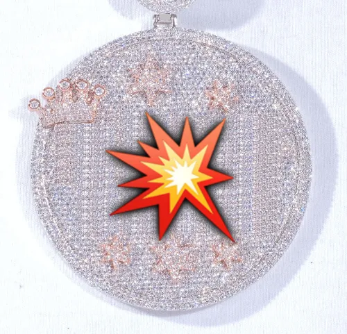 CUSTOM LETTER NECKLACE 3D BIG CROWN DISC sold by The GUU Shop