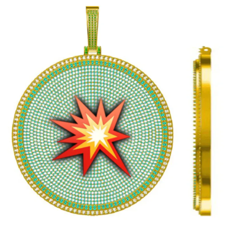 CUSTOM LETTER NECKLACE 3D BIG DISC sold by The GUU Shop